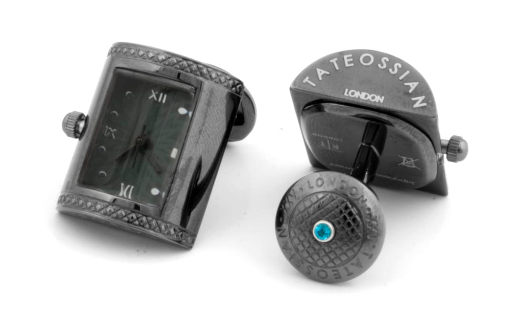 Vintage New Shape Watch Cufflink - D Shape - Black