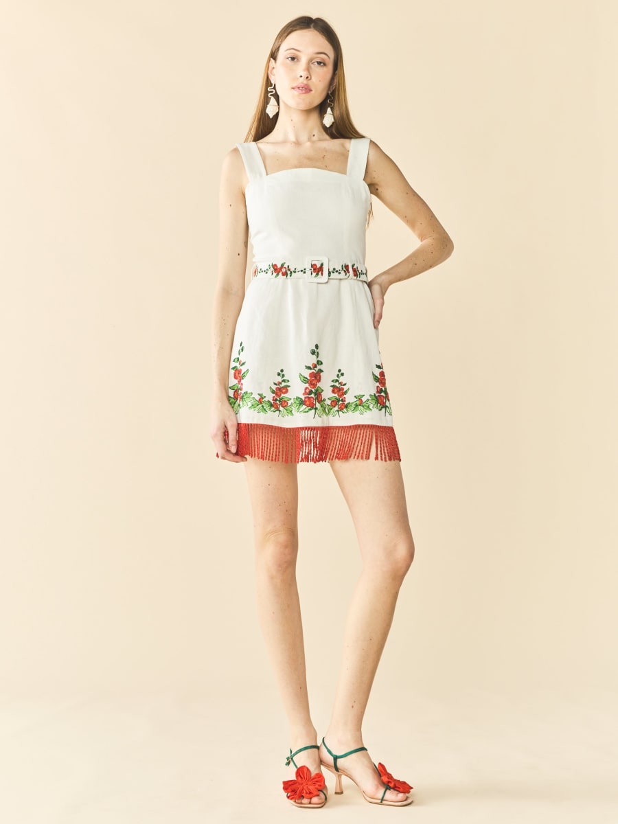 Sarah Bird Mini Dress x Larsen McDowell - White Larsen Watercolor
