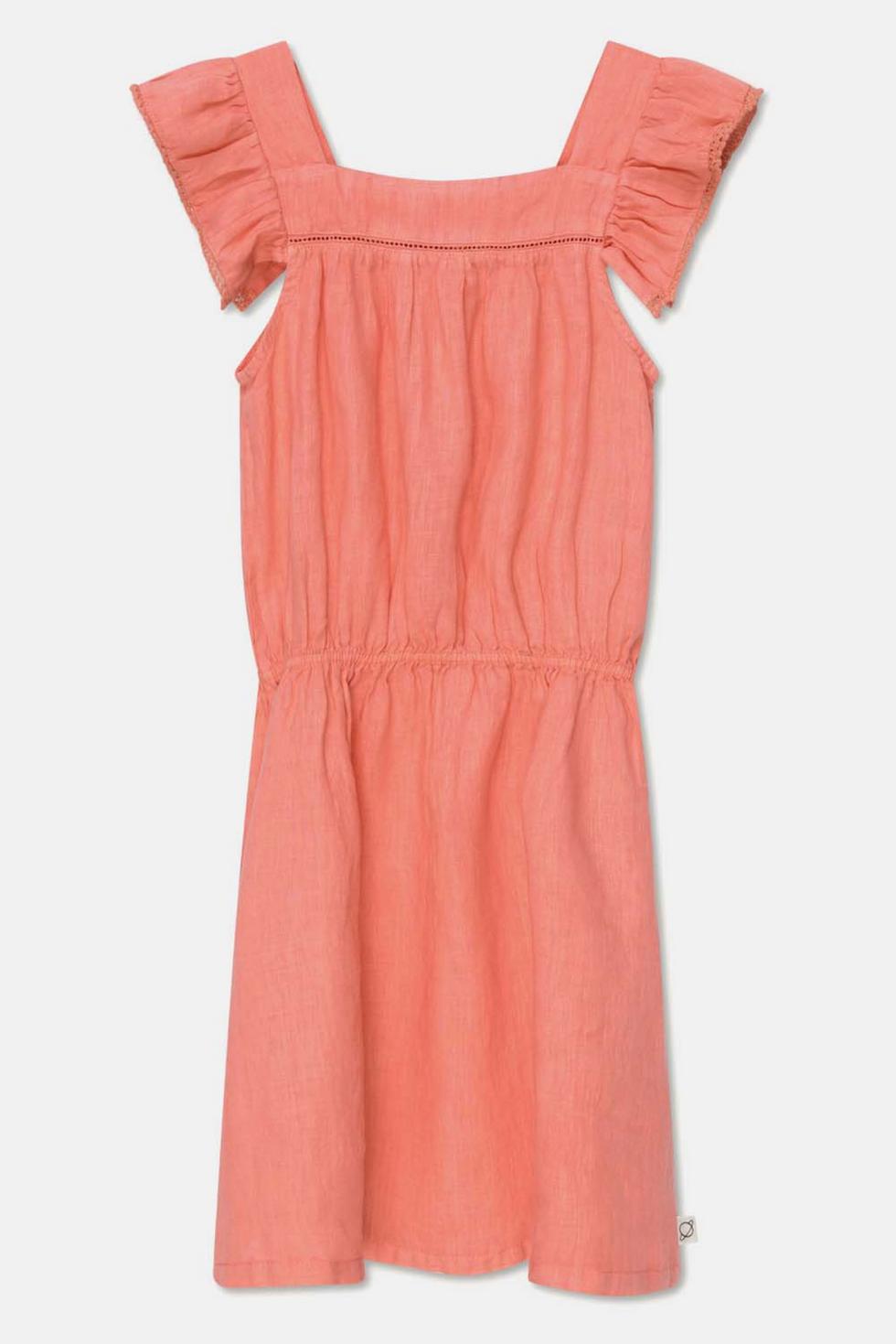 Linen lace dress - Coral