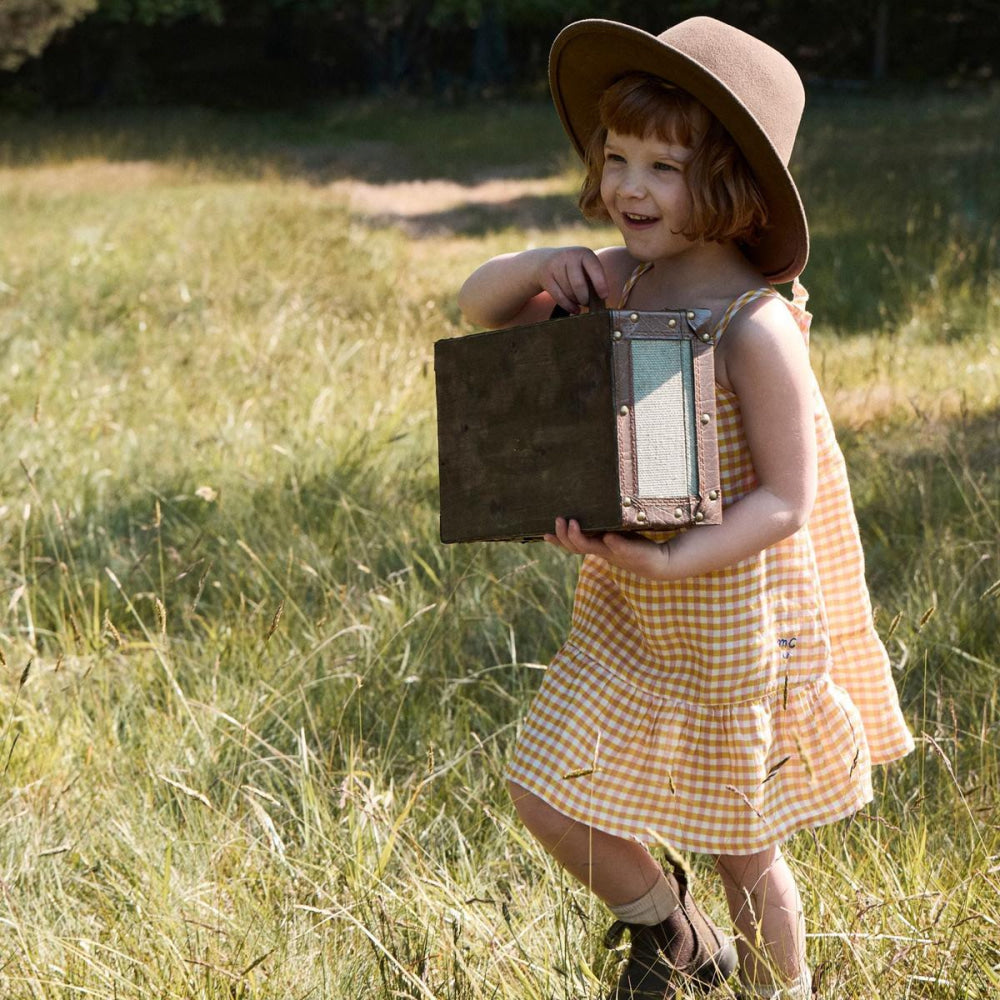 Yellow Gingham Linen Kid Dress - Natural/cyber Yellow - Dresses