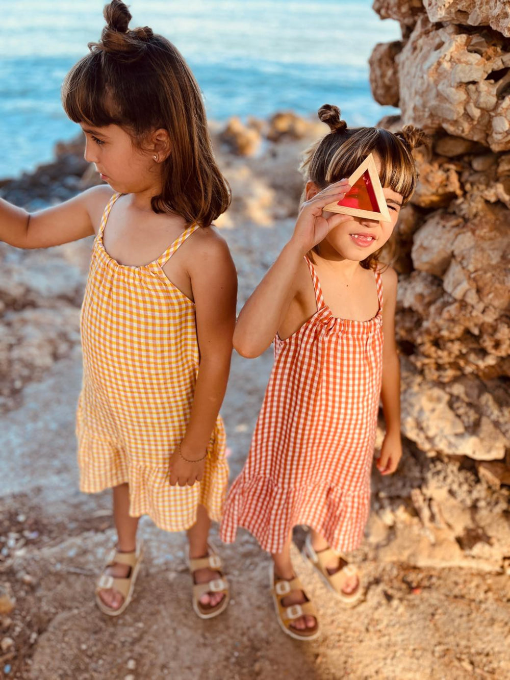 Yellow Gingham Linen Kid Dress - Natural/cyber Yellow - Dresses