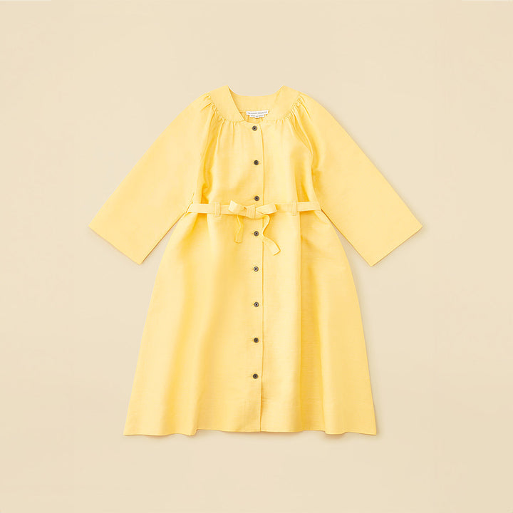 Organic Cotton Linen Trench Dress - Daffodil Yellow
