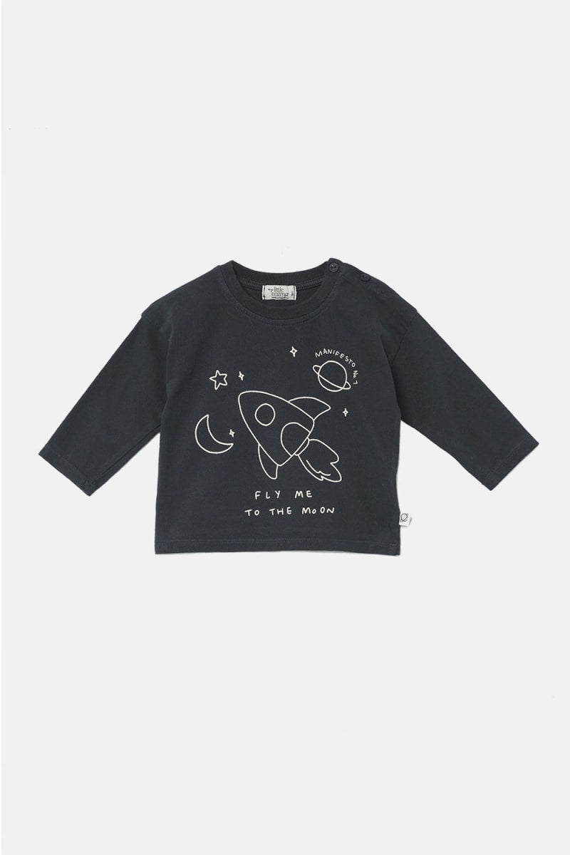 Print Baby T-Shirt Moon - Dark Grey