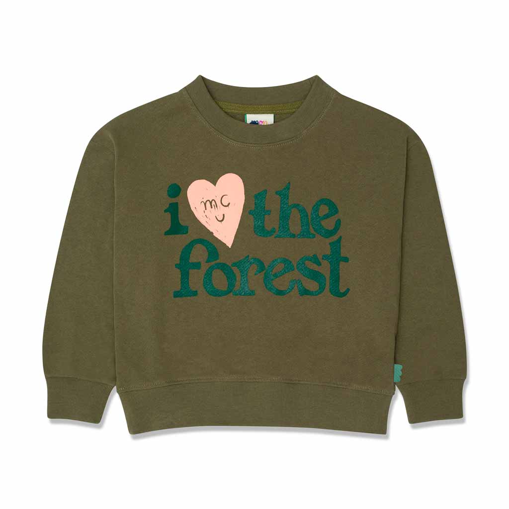 I Love The Forest Kid Sweatshirt - Olive