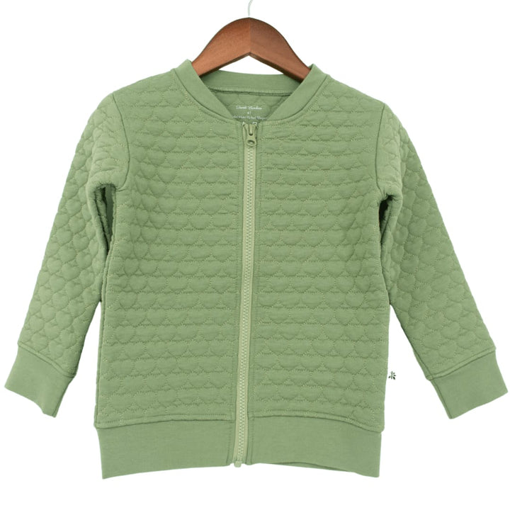 French Terry Hearts Jacket - Olive Green