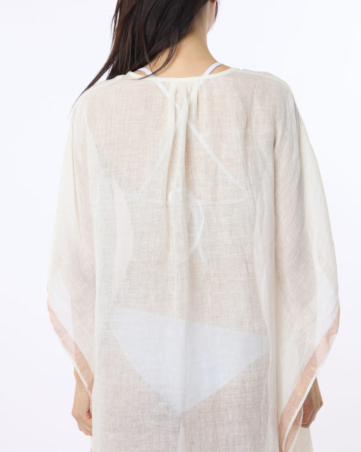 Kerala Kaftan - White Peach Trim