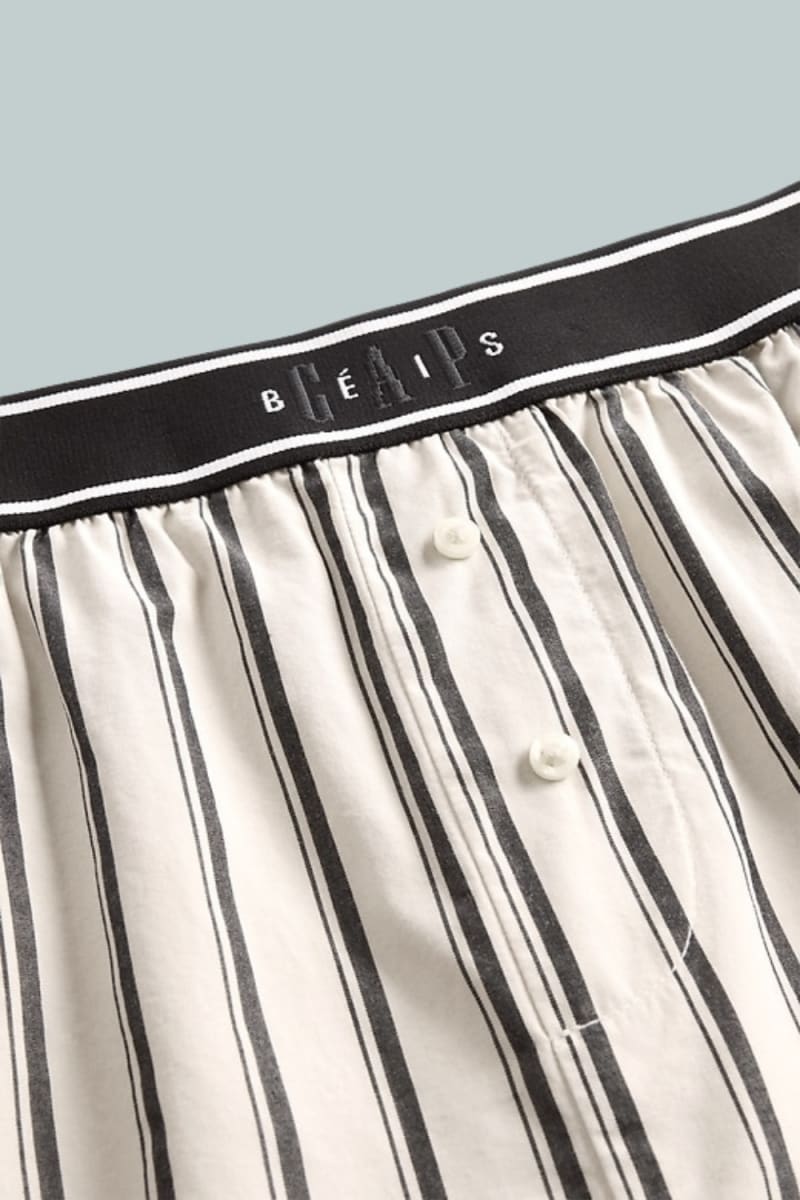 GAP × BÉIS Poplin Boxer Shorts - Khaki Black Stripe