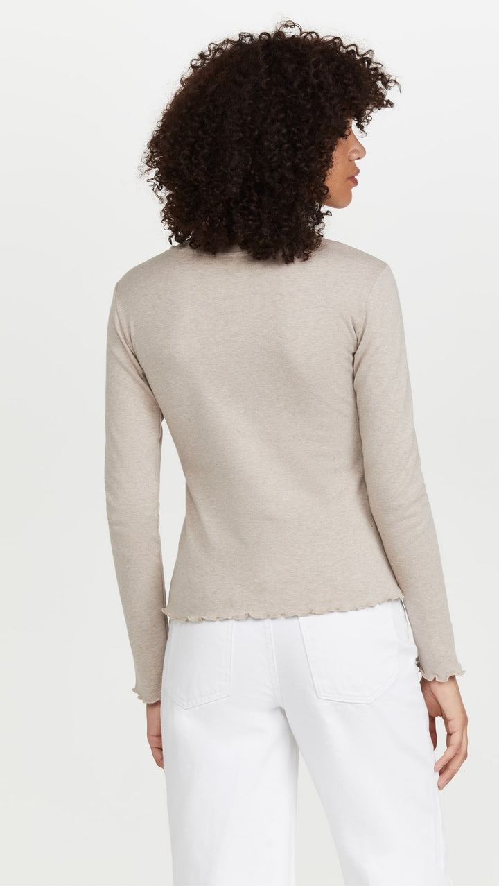 Long Sleeve Lettuce Edge Top - Oatmeal
