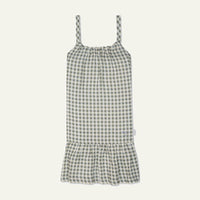 Blue Gingham Linen Kid Dress - Natural/faded Denim