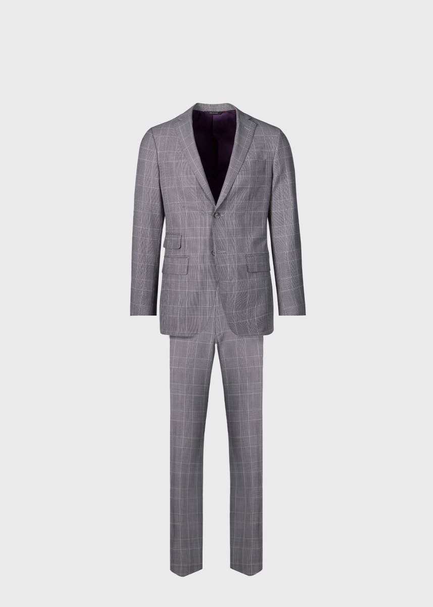Phineas Cole Super 120s Wool Plaid Suit - Grey