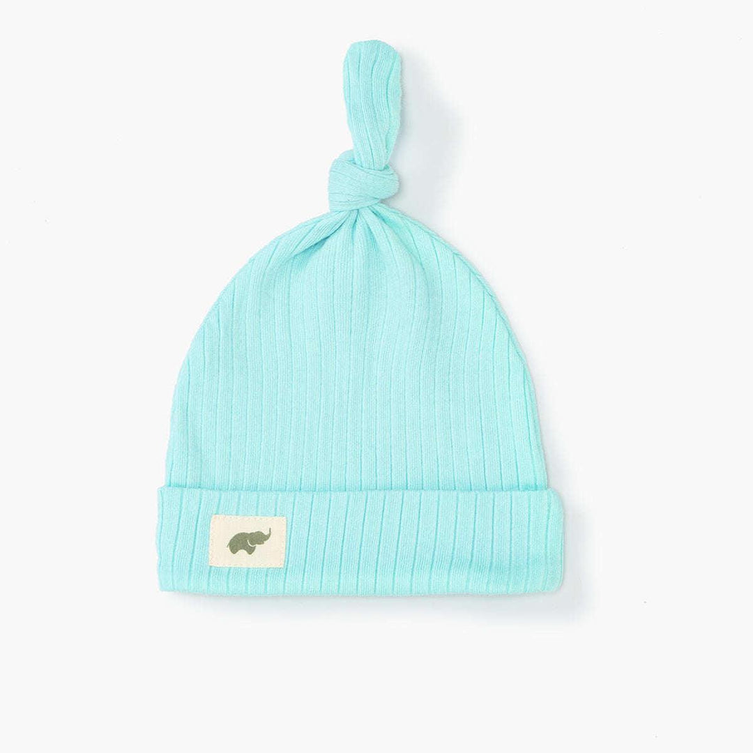 Ribbed Top Knot Cap - Teal