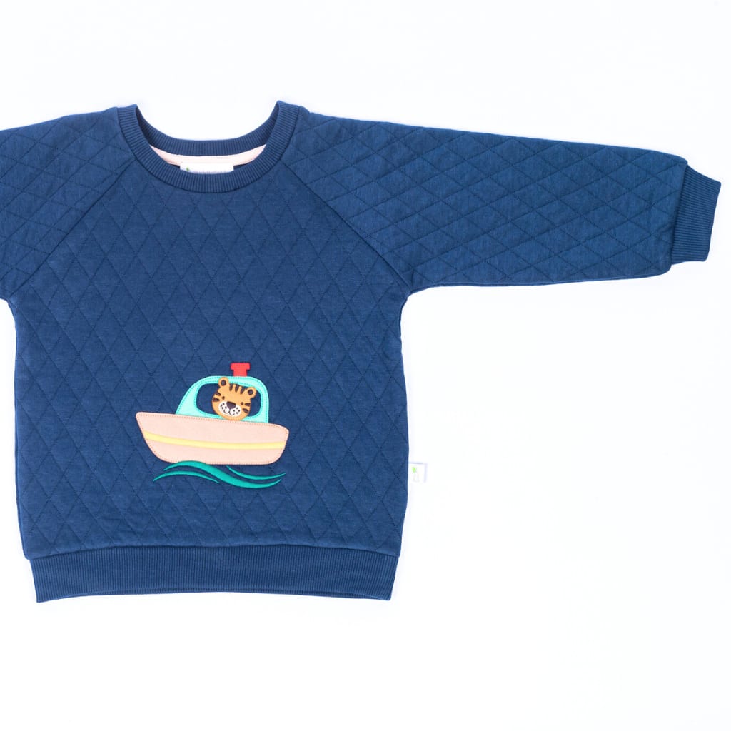 Set Sail Quilted Sweatshirt -Blue - Blue