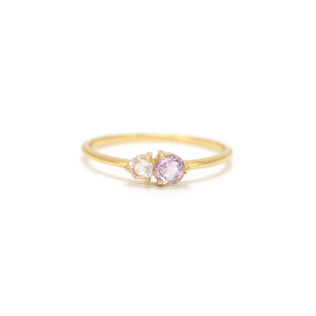 Luma Gemstone Ring - Amethyst + Rose Quartz