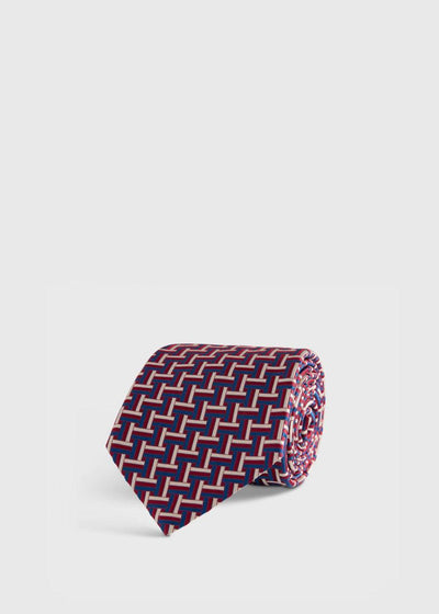 Woven Silk Basketweave Tie - Red