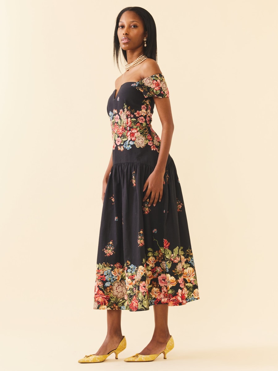 Sydney Dress - Black Victorian Floral
