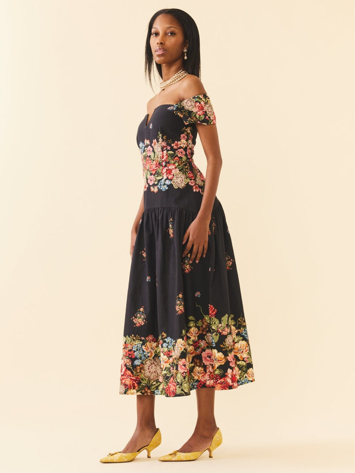 Sydney Dress - Black Victorian Floral