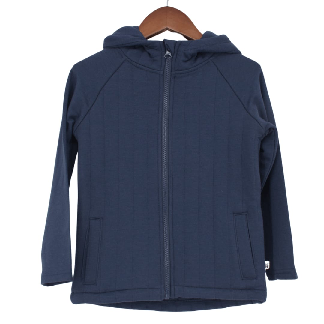 French Terry Hooded Jacket - Peacoat Blue