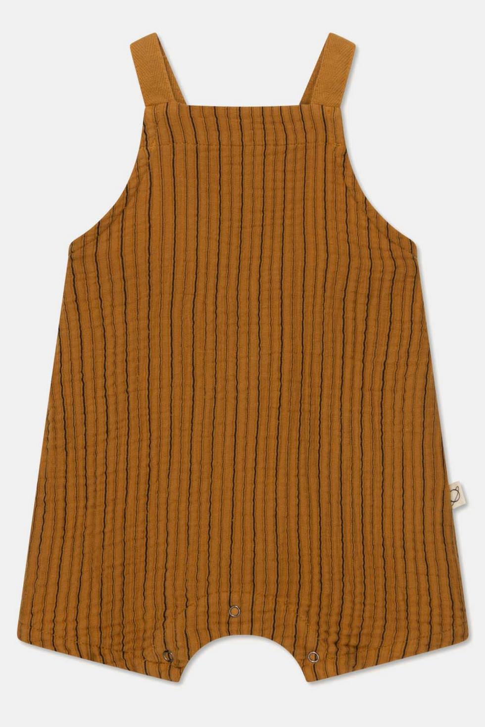 Gauze stripe baby overalls - Oil