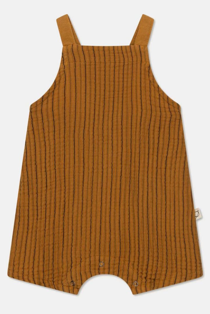 Gauze stripe baby overalls - Oil