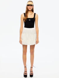 Tiered Mini Linen Skirt - Off-white
