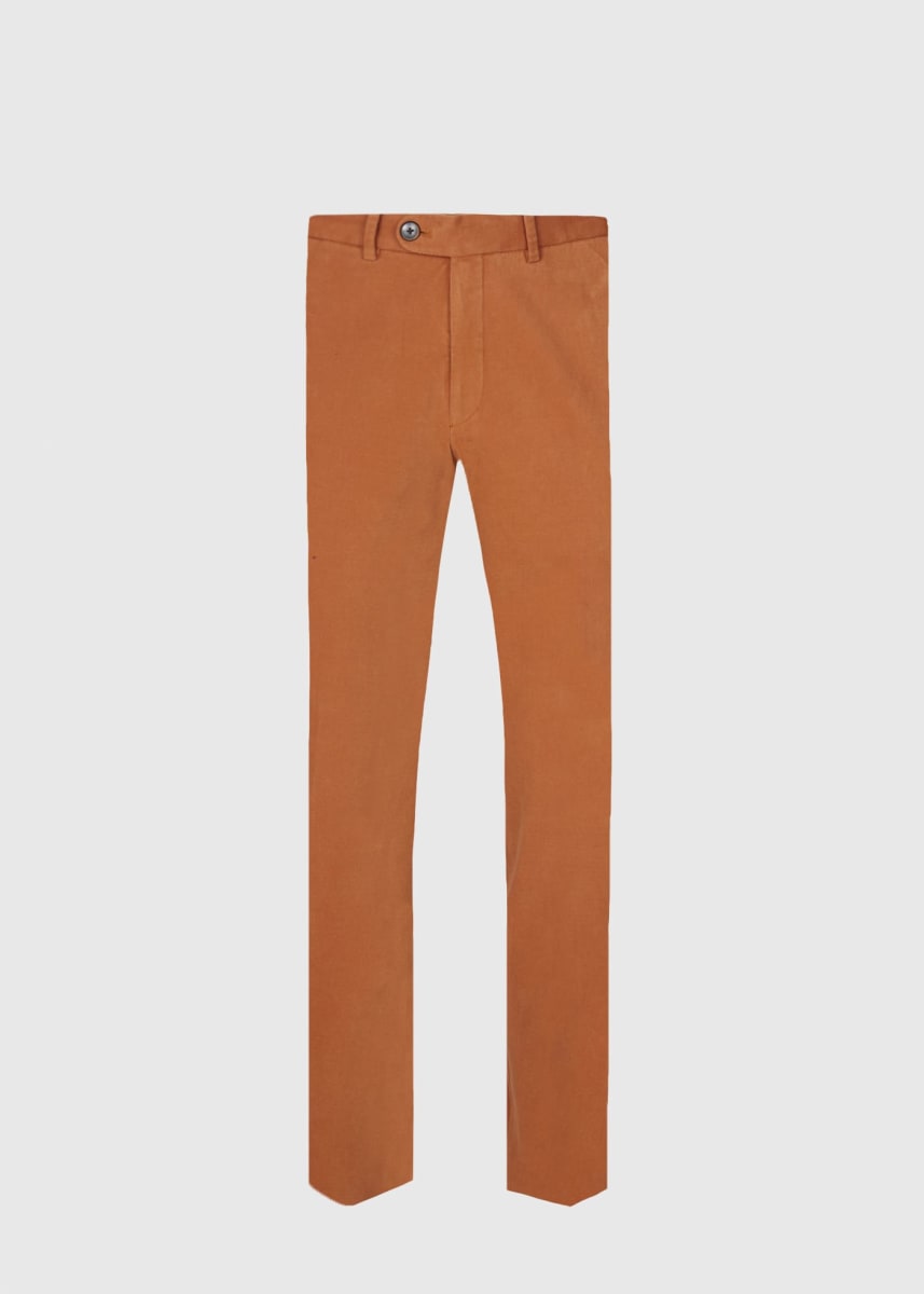 Brushed Cotton Plain Front Newton Pant - Rust