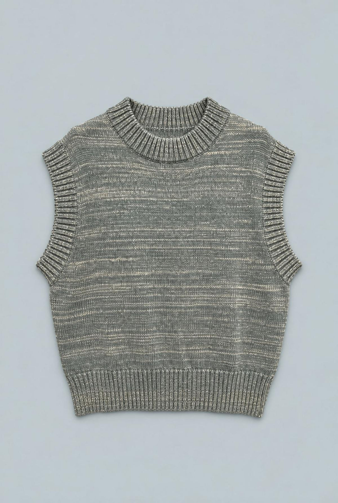 Sleeveless Knitted Sweater - Olive Green/Gold
