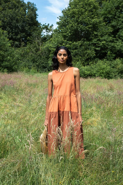 Noelle Organic Cotton Dress - Terracotta and Russet
