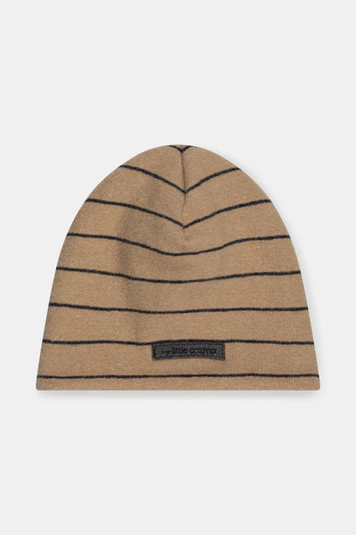 Organic stripes baby beanie - Camel
