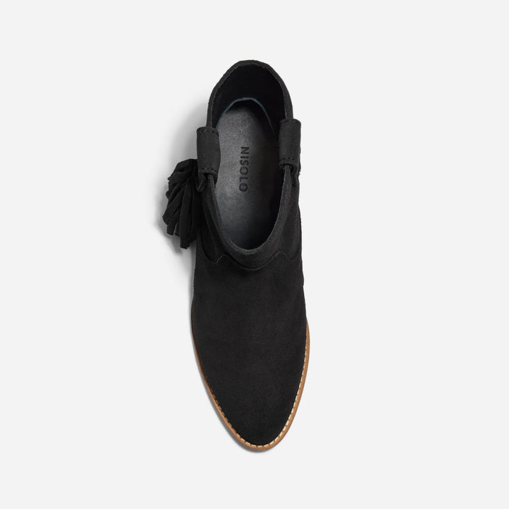 Amaya Fringe Bootie - Black Suede