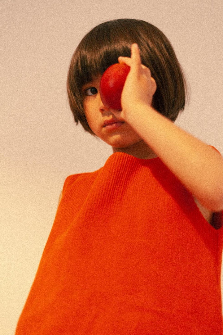 Organic Cotton Corduroy Dress - Dark Coral