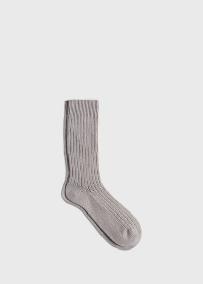 Ribbed Sport Crew Sock - Silver