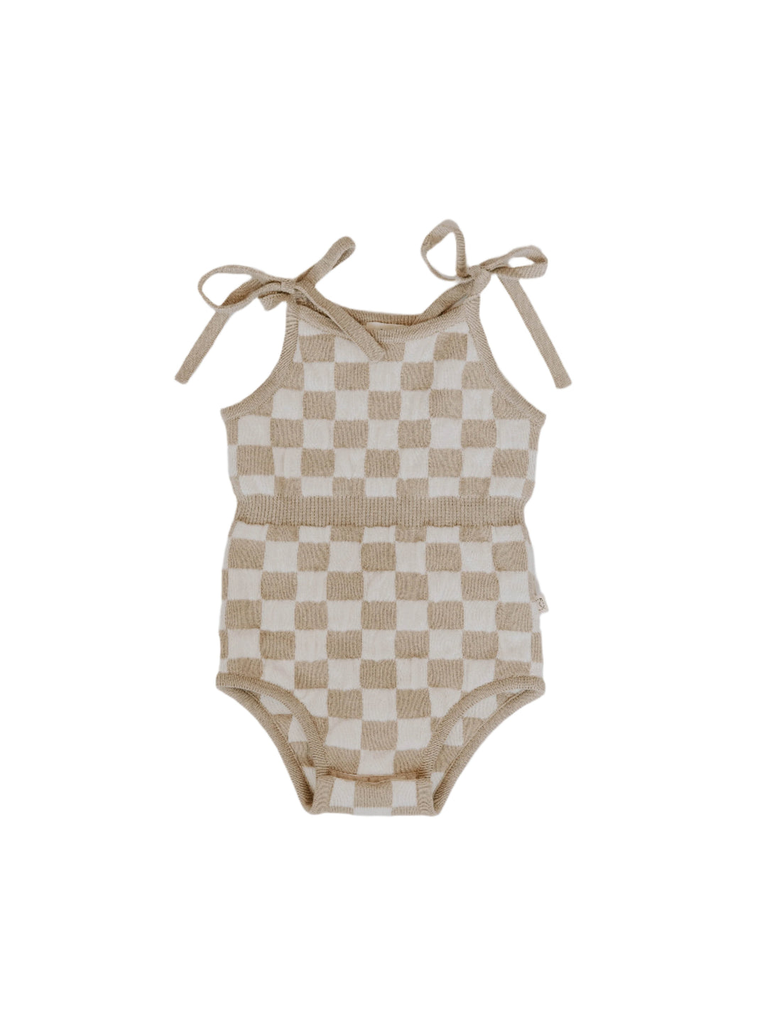 Organic Cotton Magnetic Bubble Romper - Cafe au Lait Checkers