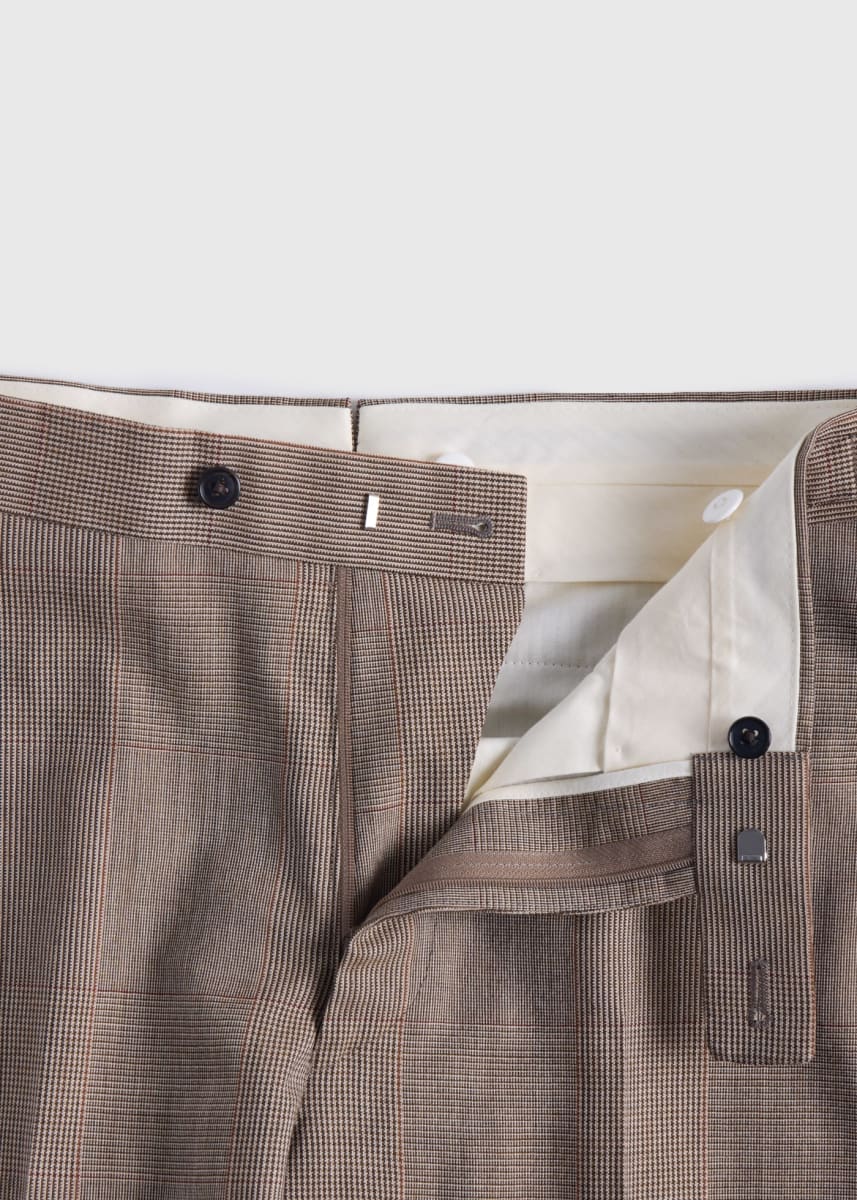 Wool Plaid Suit - Brown - Suit