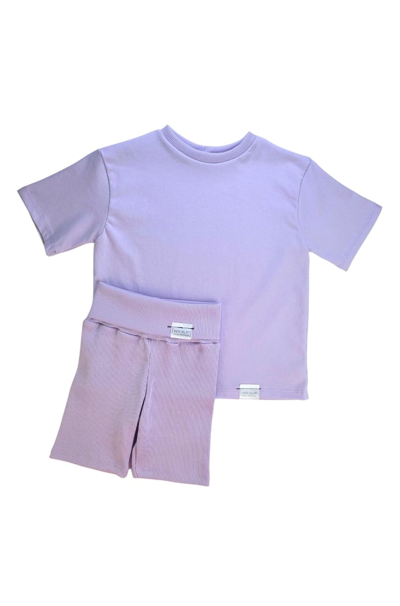 Grow With Me Biker Shorts - Lavender Macaron Rib