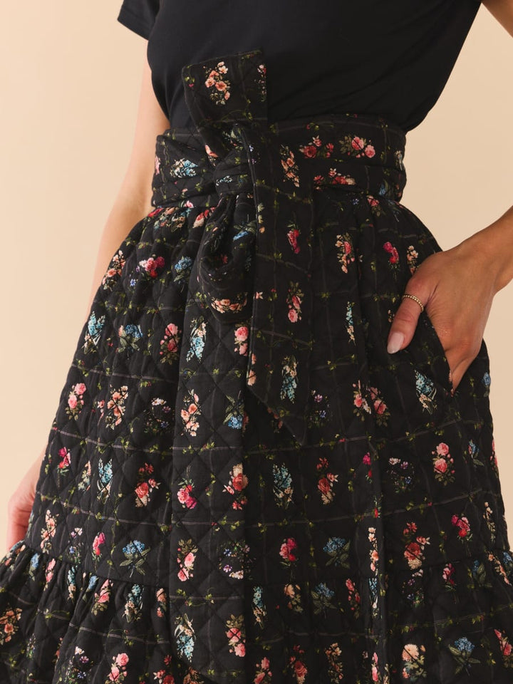 Celine Skirt - Quilted Florence Black Floral