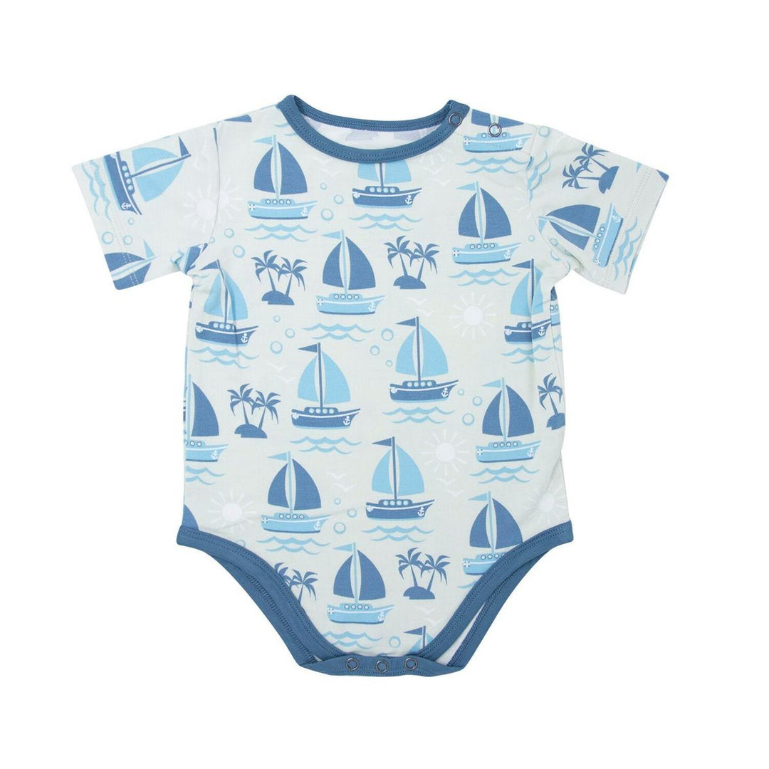 Short Sleeve Body Suit - Sailboats