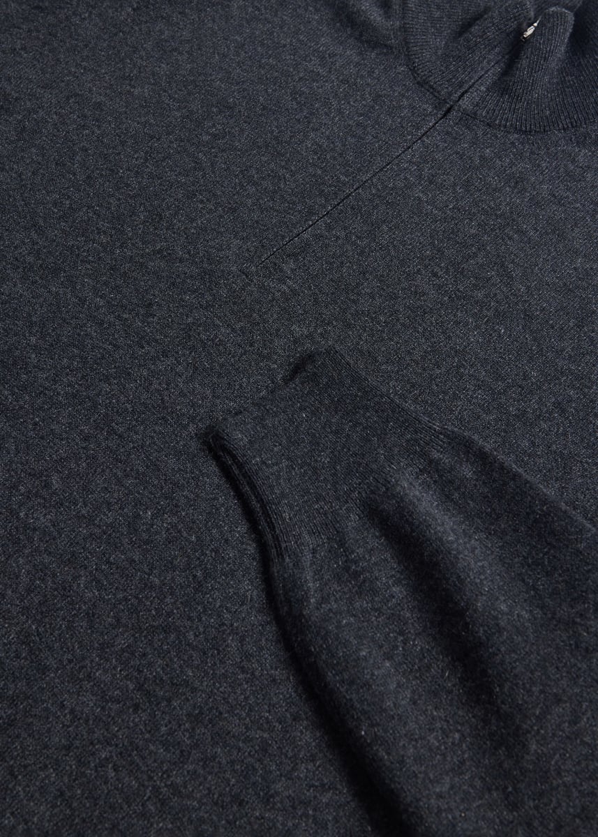 Cashmere 1/4 Zip Sweater - Dark Grey