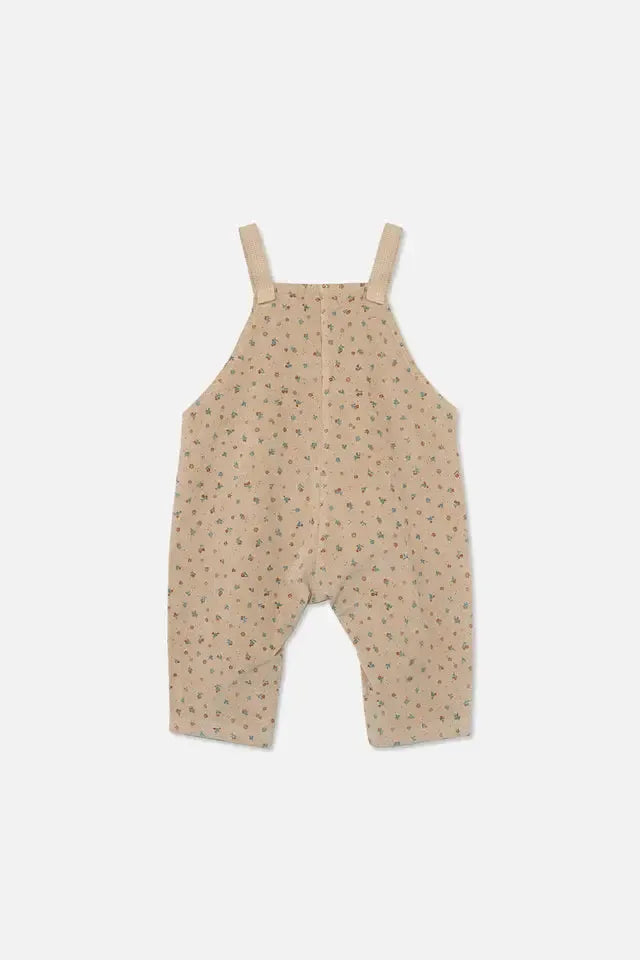 Floral Corduroy Baby Overalls - Beige