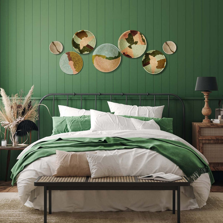 6" Small Striped Olive Round Basket