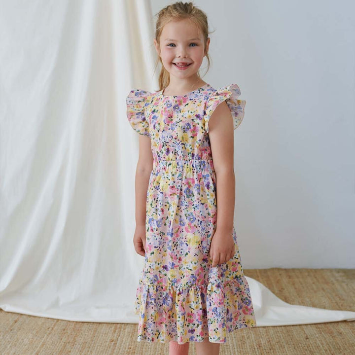 Seersucker Floral Dress Dresses + Skirts My Little Cozmo 