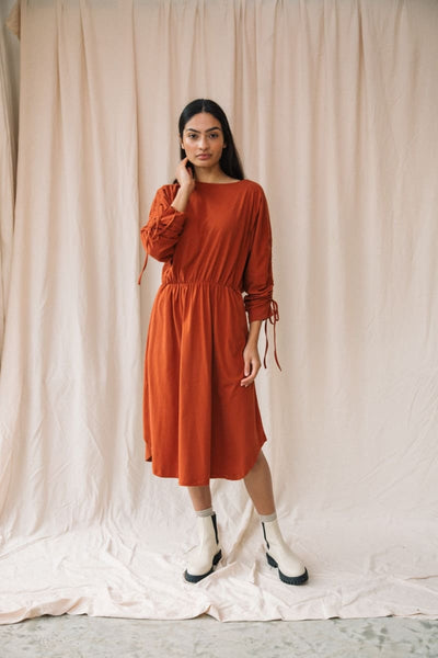 Azalea Organic Cotton Jersey Dress - Paprika