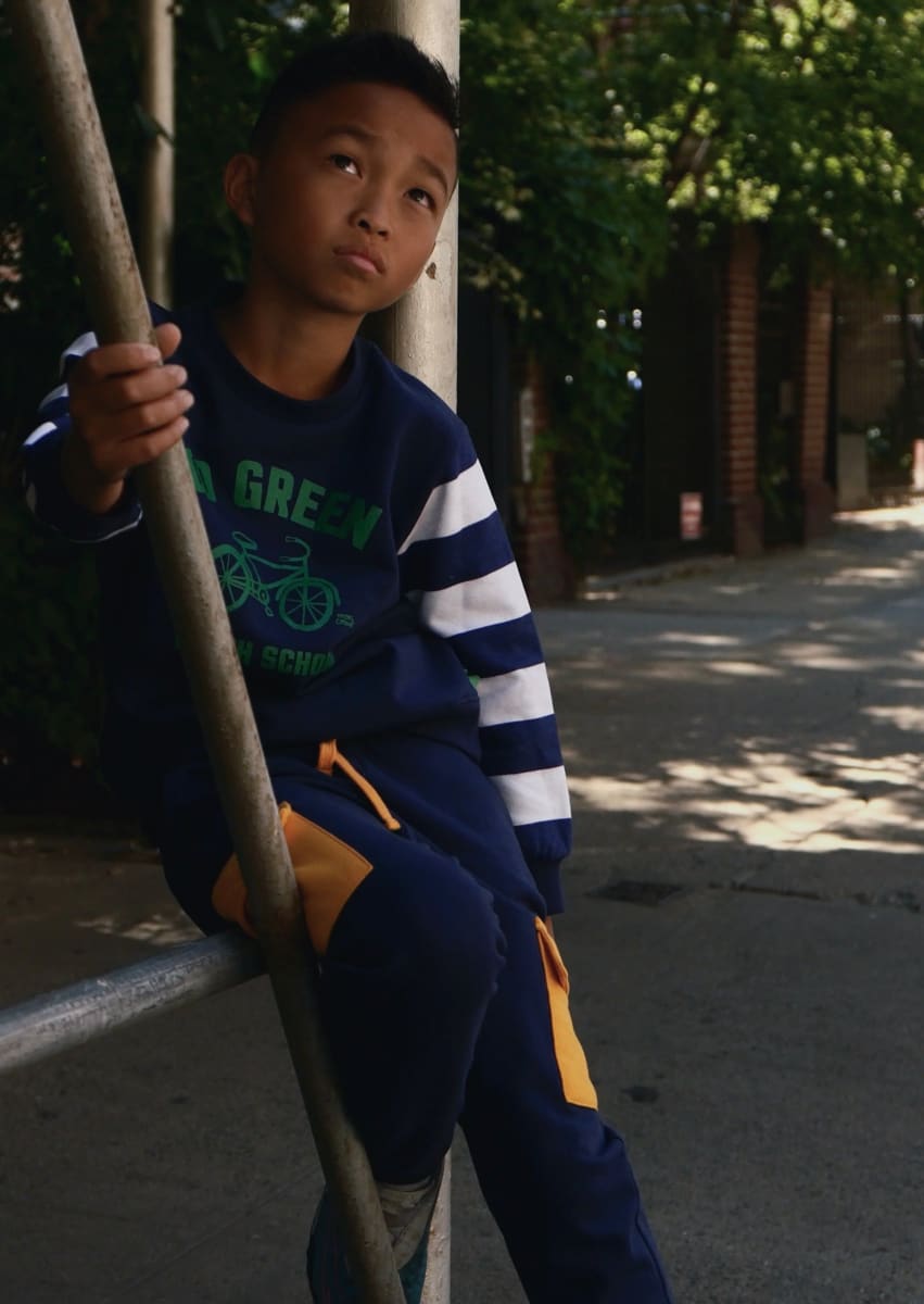 Go Green Kid Sweatshirt - Blue Ribbon Stripe