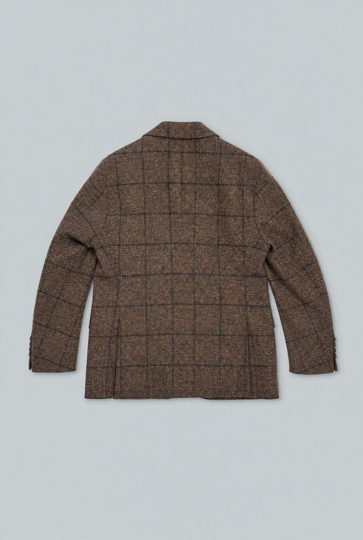 Brushed Alpaca-Cotton Glen Check Sport Coat - Dark Brown