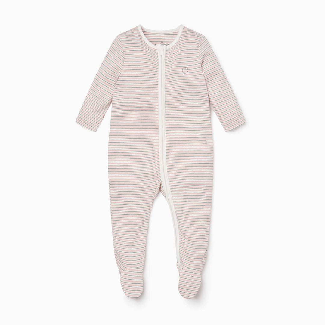 Zip-Up Sleepsuit - Blush & Khaki