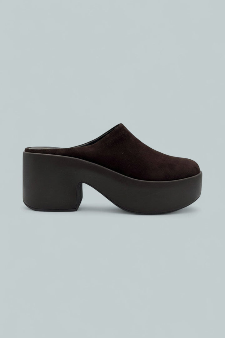 Platfforms Suede Heeled Mules - Chocolate Brown