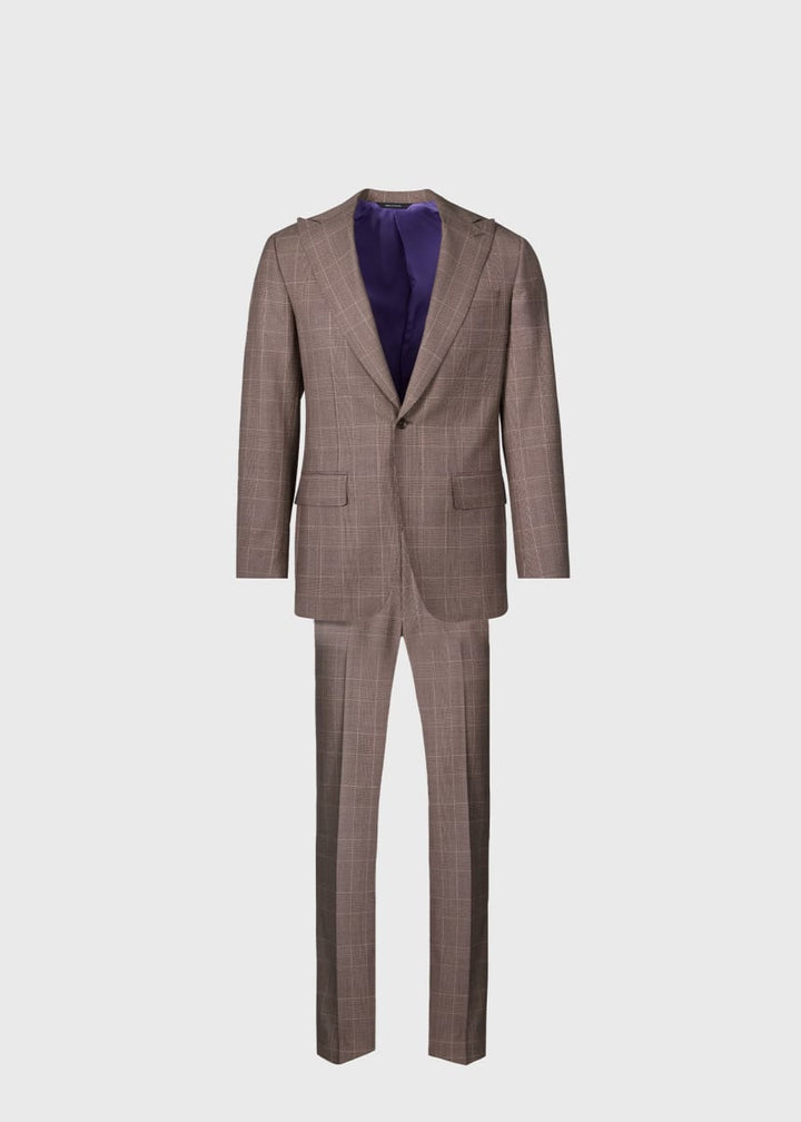 Super 120s Wool Plaid Colman Suit - Solid