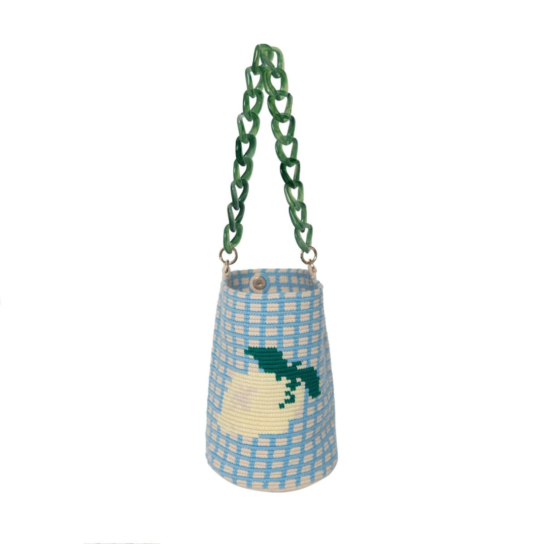 Grid Midi Bucket Bag - Lemon