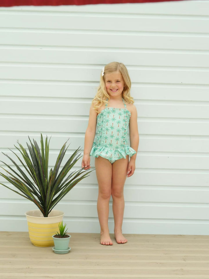 Palm Tree Ruched Swimsuit