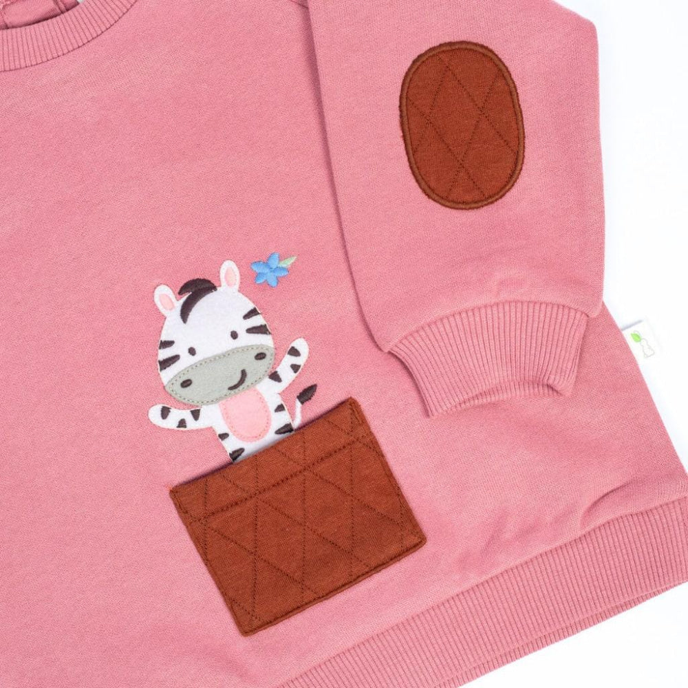 Zebra Brushed Fleece Sweatshirt - Beets - Crewneck Sweatshirt