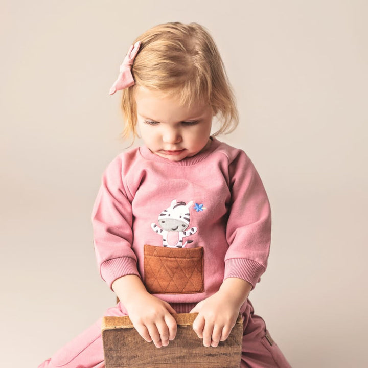 Zebra Brushed Fleece Sweatshirt - Beets - Crewneck Sweatshirt